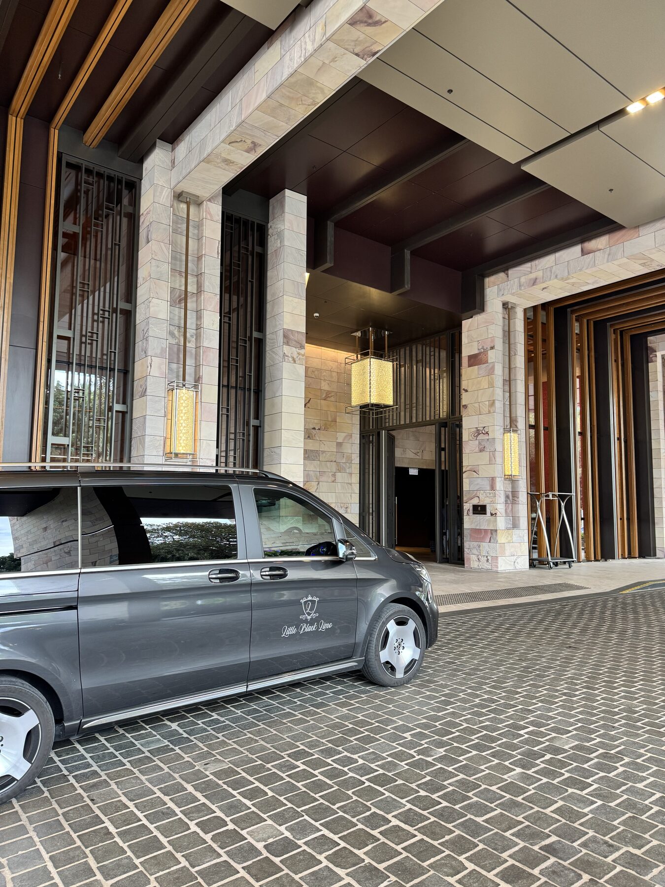 Little Black Limo van at a hotel entrance